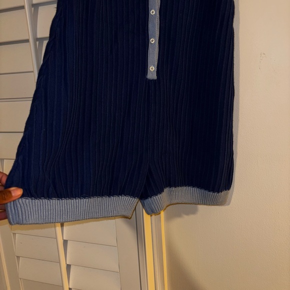 Stylish Blue Ribbed Romper - Picture 5 of 6